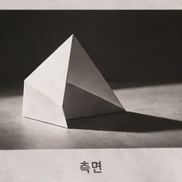 측면이라고 적힌 작은 사진. 흰 입체를 옆에서 본 모습
